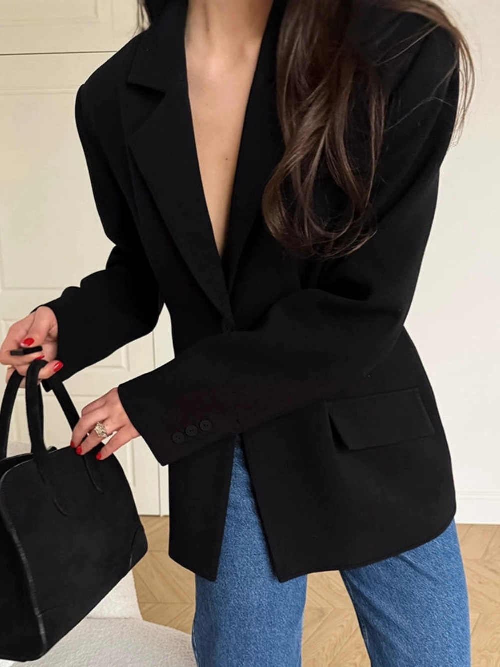 Forever 21 Black Vintage Blazer Slim Fit Fall Winter Office